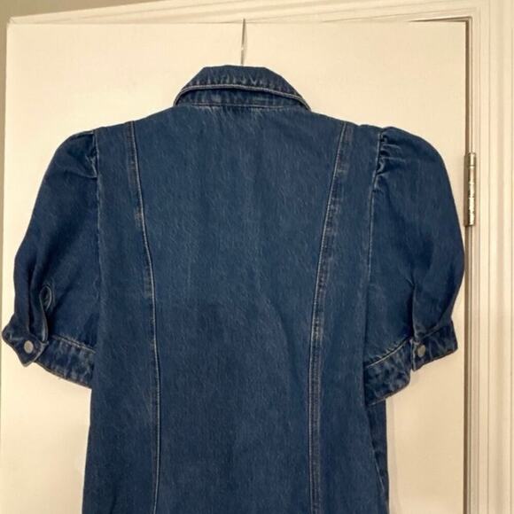 BLANK NYC NWT Walk In The Park Denim Puff Sleeve Mini Dress Size Large - Picture 6 of 13